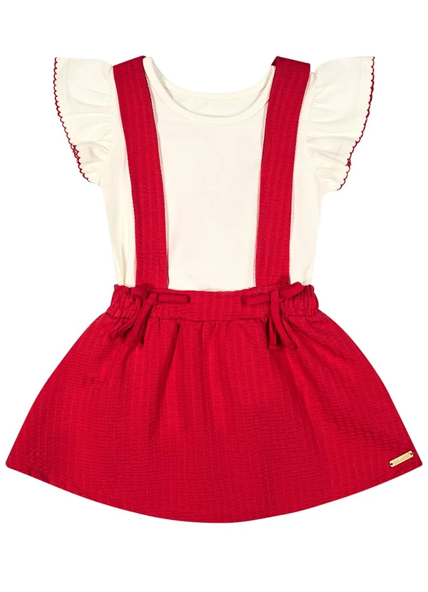 Colorittá - Conjunto Bebê Menina Salopete Anarruga Bege 2