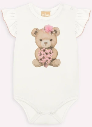 Milon - Conjunto Bebê Menina Ursinho Off White - MILON
