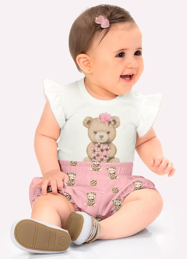 Milon - Conjunto Bebê Menina Ursinho Off White 4