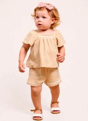 Vida Costeira - Conjunto Bebê Menina Verão Batinha e Shorts Tricot - VIDA COSTEIRA
