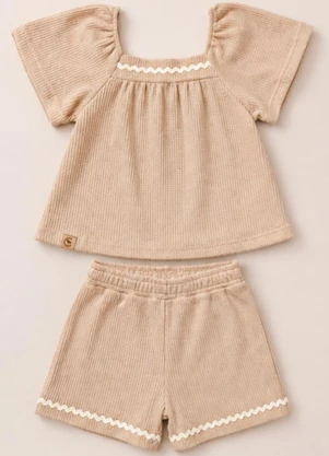 Vida Costeira - Conjunto Bebê Menina Verão Batinha e Shorts Tricot - VIDA COSTEIRA