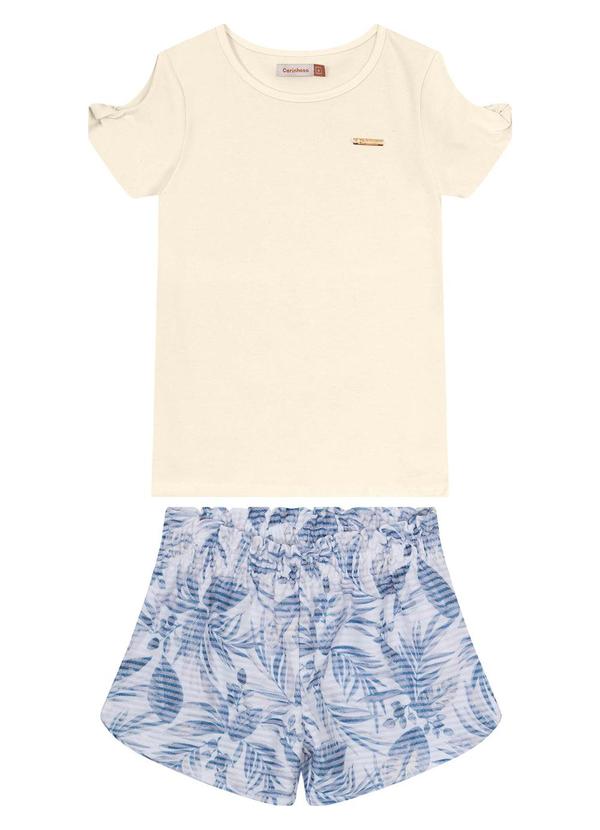 Carinhoso - Conjunto Bege Clochard Folhagens Menina 2