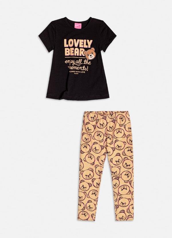 Momi - Conjunto Bege com Patch de Ursinho Preto 1