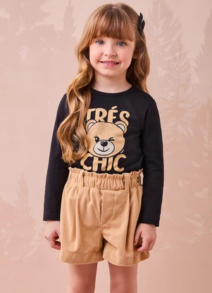 Momi - Conjunto Bege de Ursinho com Strass Preto - MOMI