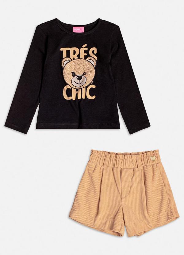 Momi - Conjunto Bege de Ursinho com Strass Preto 6