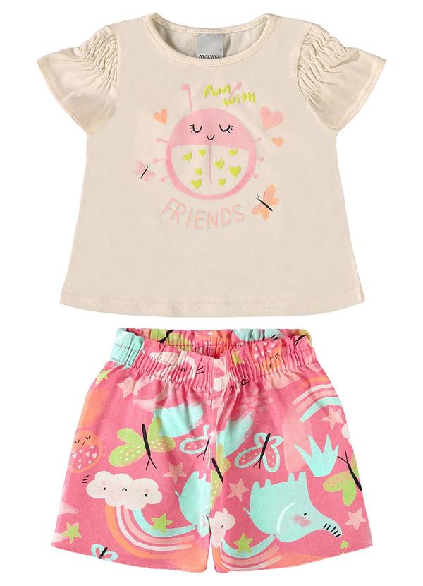 Malwee Kids - Conjunto Bege Friends em Viscolinho Menina