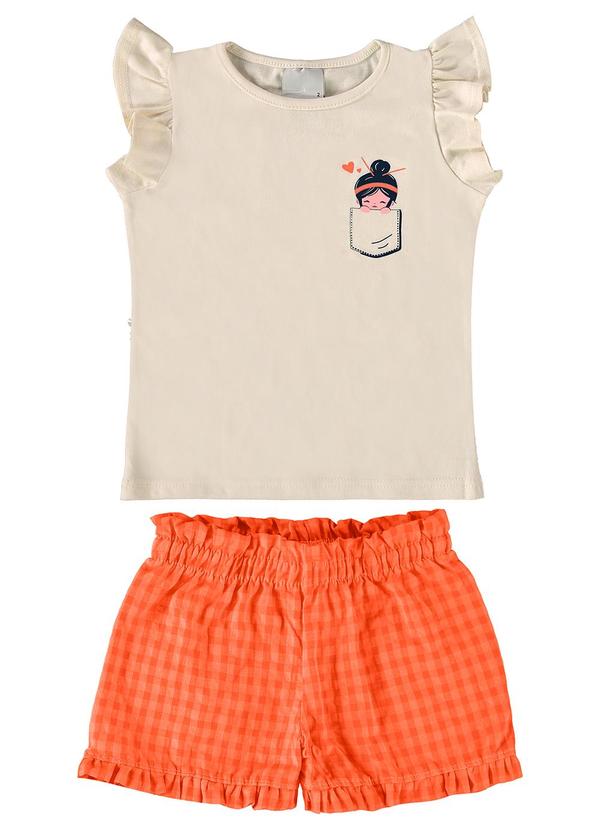 Malwee Kids - Conjunto Bege Menininha com Anarruga Menina