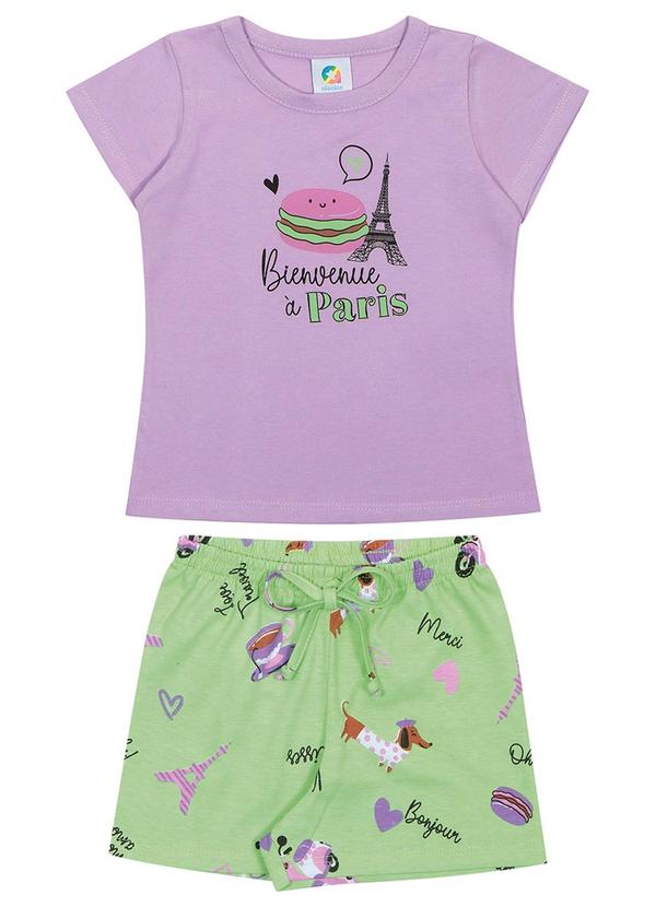 Alenice - Conjunto Bem-Vinda a Paris Meninas Roxo