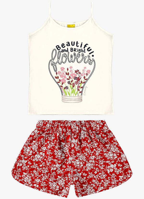 Rovi Kids - Conjunto Blusa Alça com Shorts Bege