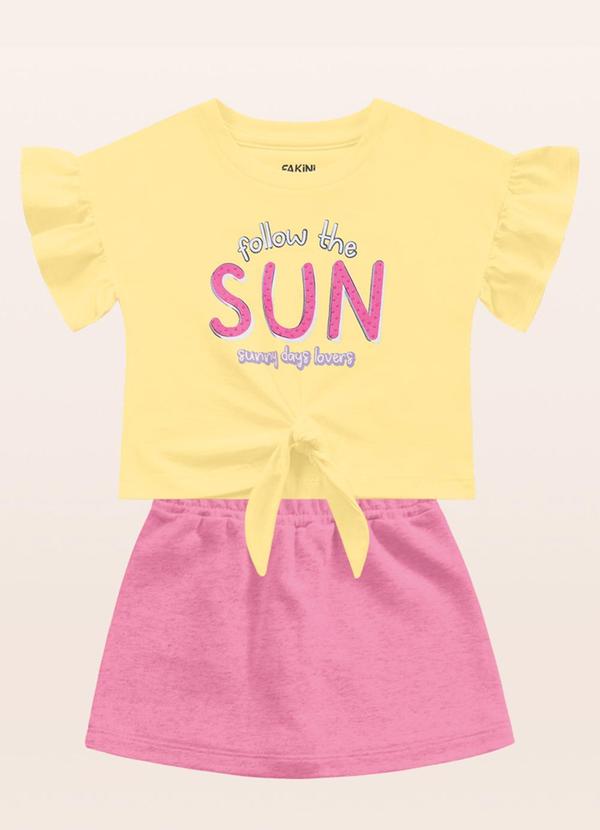 Fakini Kids - Conjunto Blusa e Short-Saia Amarelo