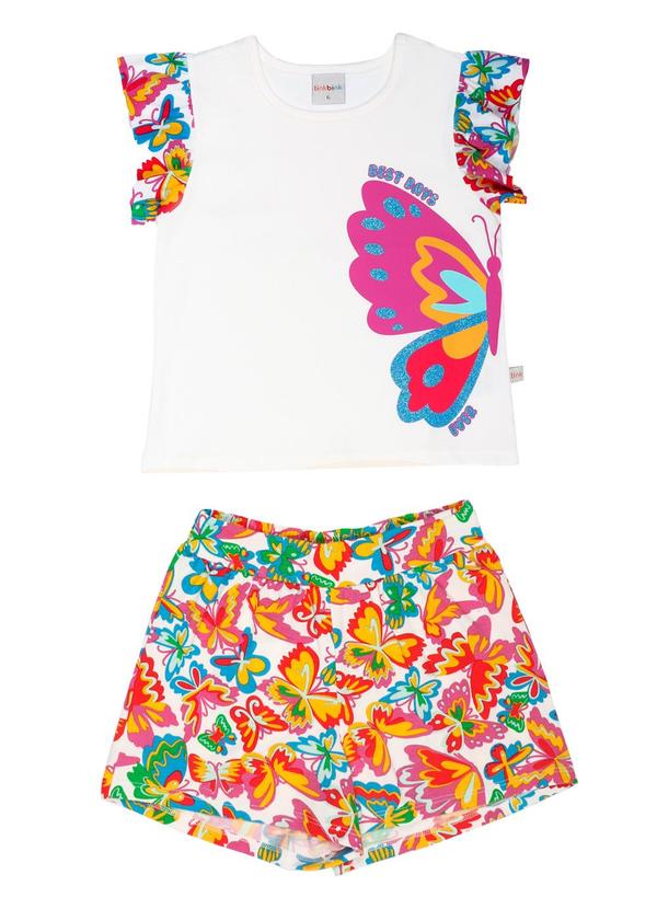 Tink Bink - Conjunto Blusa Babadinho e Short Estampado Rosa