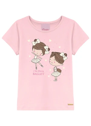 Duduka - Conjunto Blusa Bailarina e Short Saia  Rosa - DUDUKA