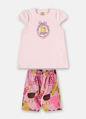 Up Baby - Conjunto Blusa Bermuda Rosa - UP BABY