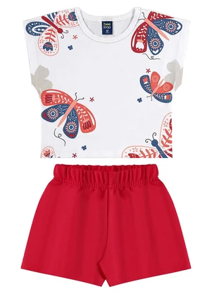 Bee Loop - Conjunto Blusa Borboleta e Short Branco - BEE LOOP