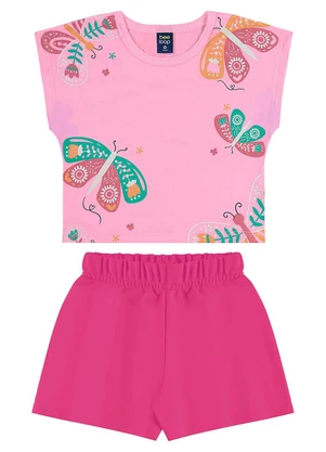 Bee Loop - Conjunto Blusa Borboleta e Short Rosa - BEE LOOP