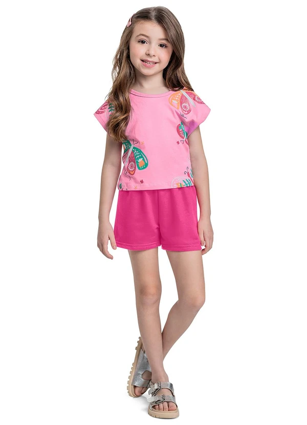 Bee Loop - Conjunto Blusa Borboleta e Short Rosa