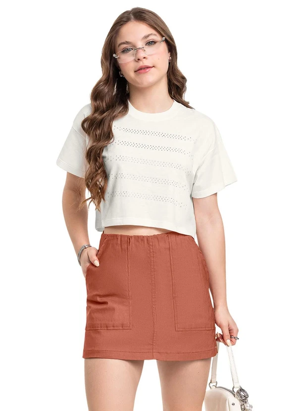 Gloss - Conjunto Blusa Boxy e Short-Saia Gloss Branco