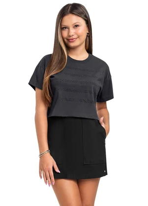 Conjunto Blusa Boxy e Short-Saia Gloss Cinza - GLOSS