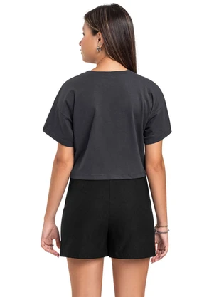 Conjunto Blusa Boxy e Short-Saia Gloss Cinza - GLOSS