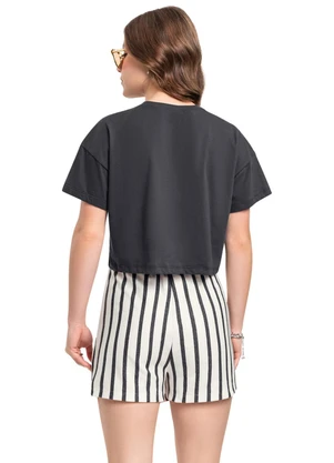 Conjunto Blusa Boxy e Short-Saia Gloss Cinza - GLOSS