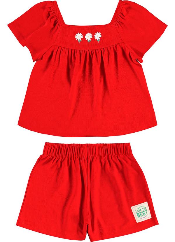 Rovi Kids - Conjunto Blusa c/ Shorts Visco Maquineta Laranja 1