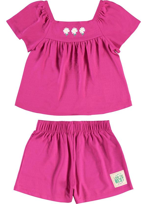 Rovi Kids - Conjunto Blusa c/ Shorts Visco Maquineta Rosa 1