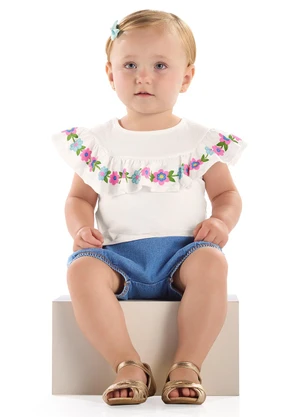 Quimby - Conjunto Blusa Calcinha Jeans Branco - QUIMBY