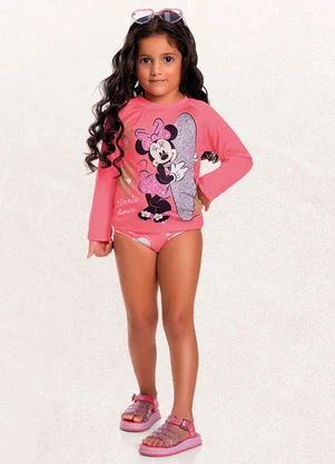 Fakini Kids - Conjunto Blusa/Calcinha Minnie Rosa - FAKINI KIDS