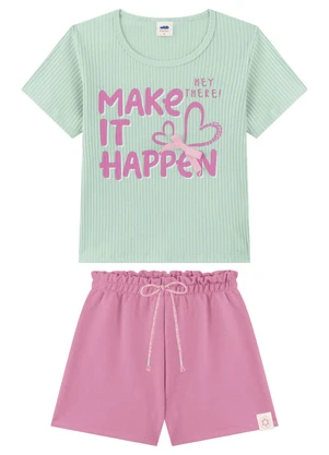 Marlan - Conjunto Blusa Canelada e Shorts Verde - MARLAN