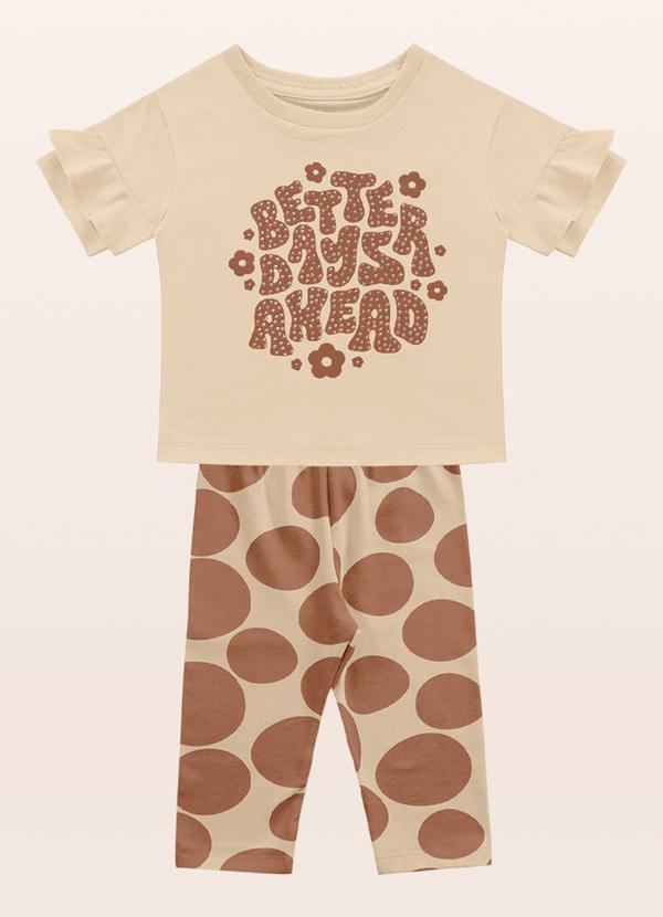 Fakini Kids - Conjunto Blusa/Capri Bege