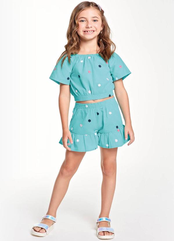 Trick Nick - Conjunto Blusa Ciganinha com Shorts Azul 1