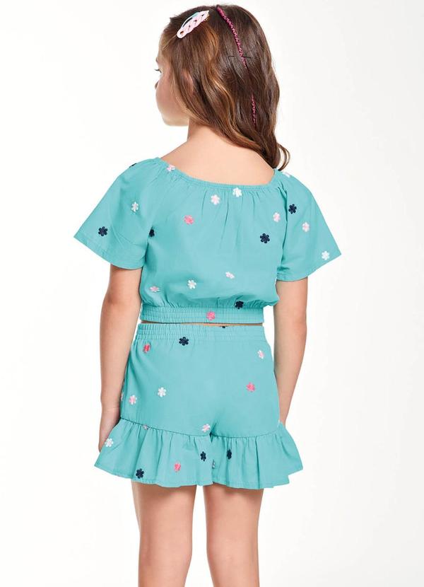 Trick Nick - Conjunto Blusa Ciganinha com Shorts Azul 2