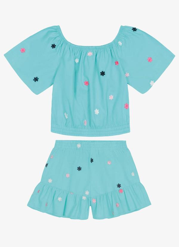 Trick Nick - Conjunto Blusa Ciganinha com Shorts Azul 3