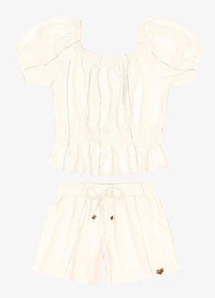 Trick Nick - Conjunto Blusa Ciganinha com Shorts Bege - TRICK NICK