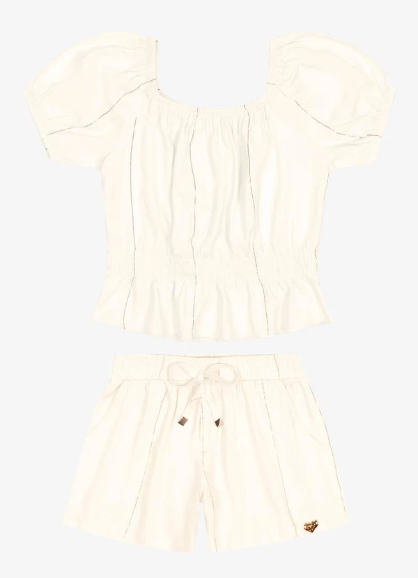 Trick Nick - Conjunto Blusa Ciganinha com Shorts Bege