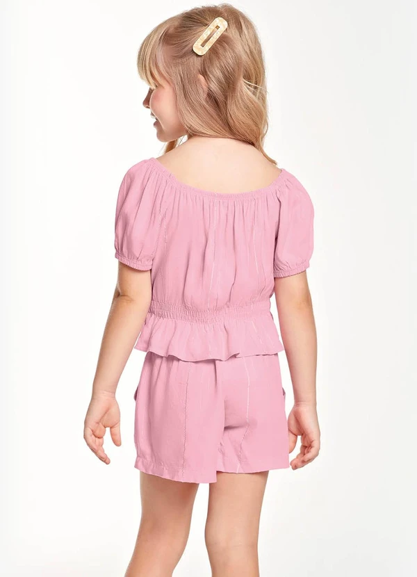 Trick Nick - Conjunto Blusa Ciganinha com Shorts Rosa 2