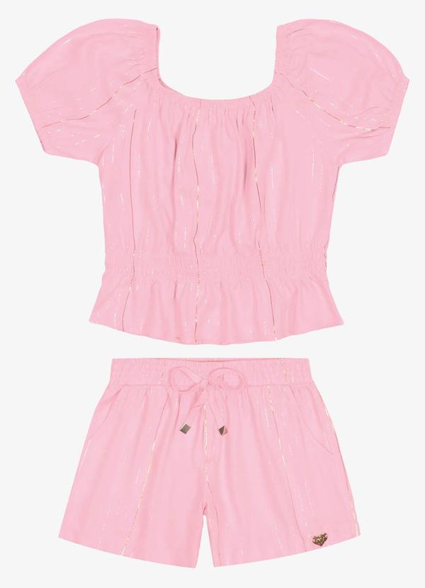 Trick Nick - Conjunto Blusa Ciganinha com Shorts Rosa 3