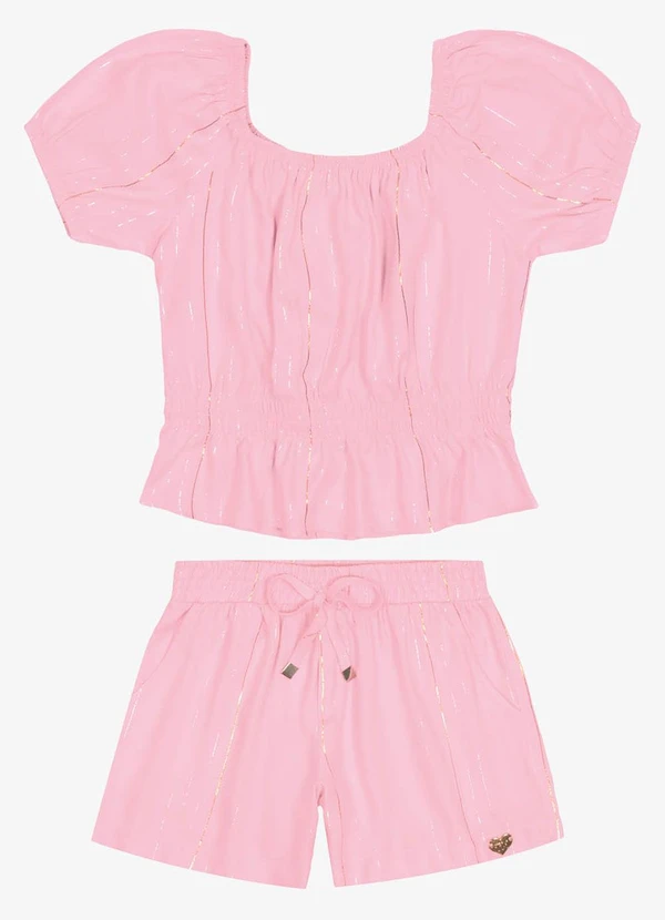 Trick Nick - Conjunto Blusa Ciganinha com Shorts Rosa 3
