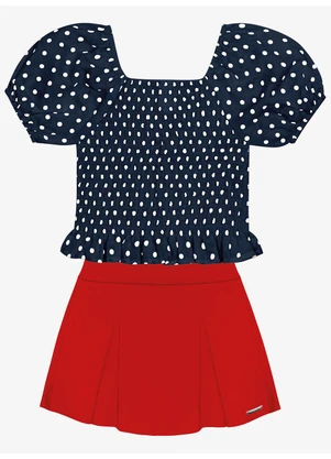 Trick Nick - Conjunto Blusa Ciganinha e Shorts Saia Azul - TRICK NICK