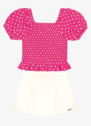 Trick Nick - Conjunto Blusa Ciganinha e Shorts Saia Rosa - TRICK NICK