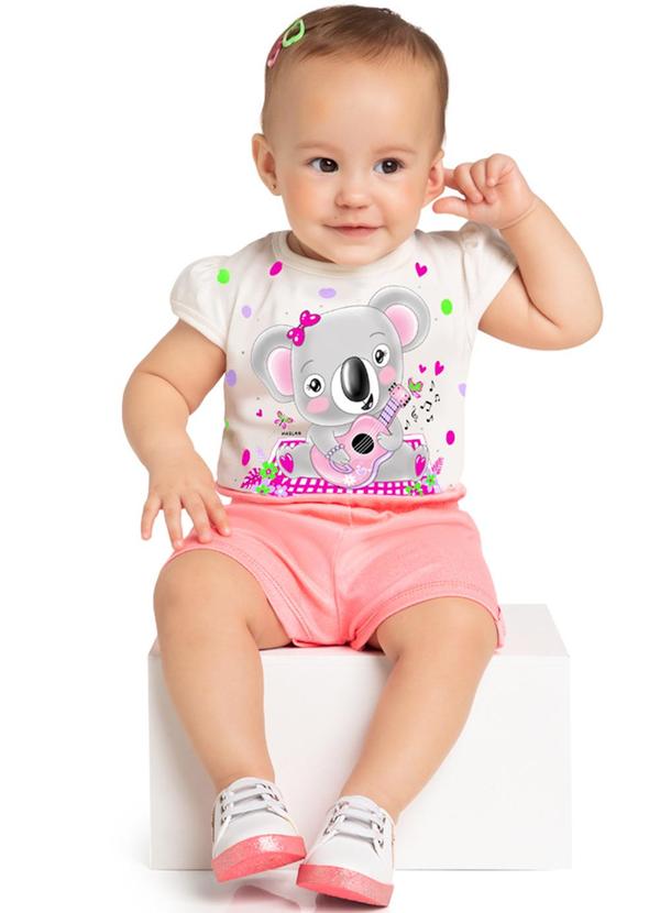 Marlan - Conjunto Blusa Coala e Shorts Molecotton Bege