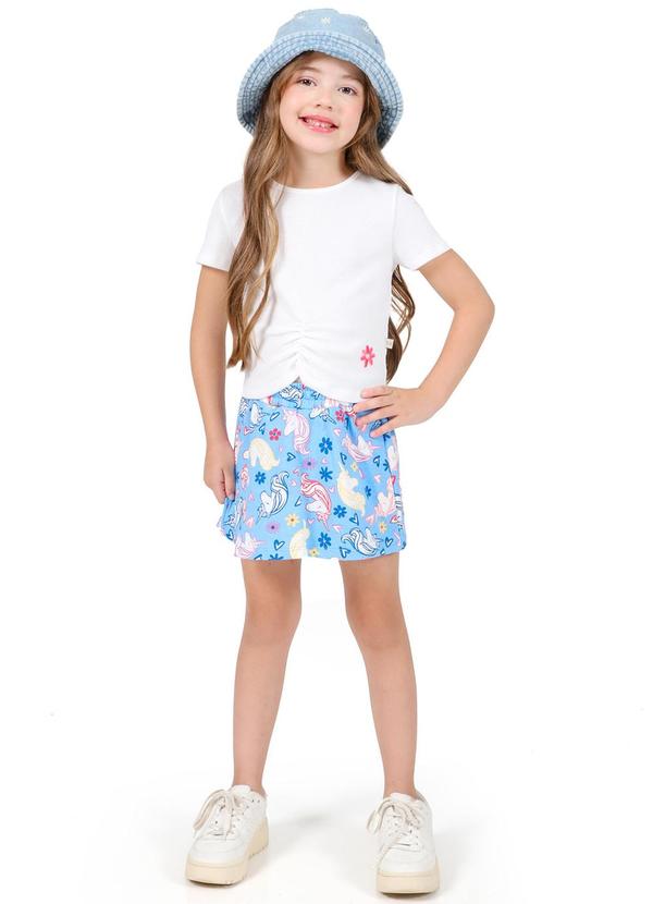 Tink Bink - Conjunto Blusa com Aplique e Short Saia Azul