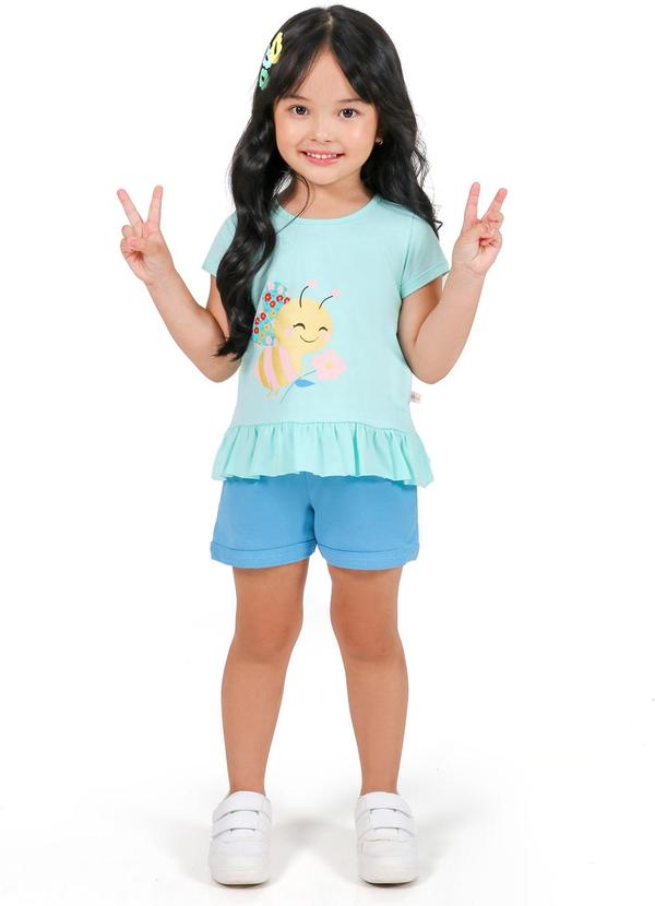 Tink Bink - Conjunto Blusa com Babado e Short Azul