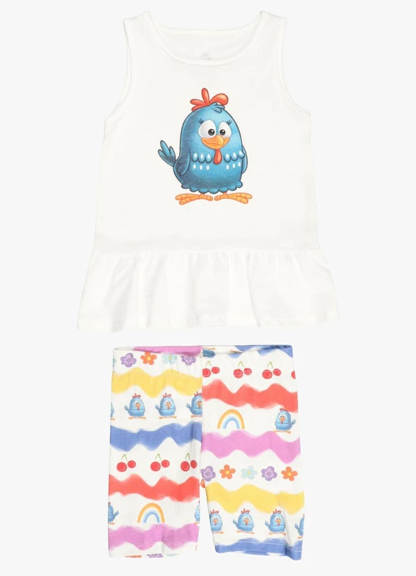 Galinha Pintadinha - Conjunto Blusa com Bermuda Ciclista Branca 2