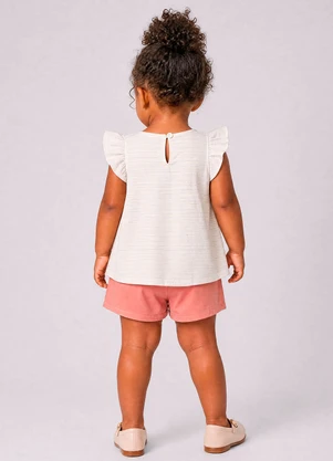 Marlan - Conjunto Blusa com Brilho e Shorts Bege - MARLAN