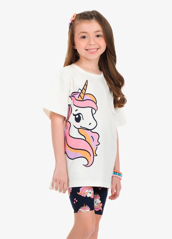 Rovi Kids - Conjunto Blusa com Ciclista Feminino Bege