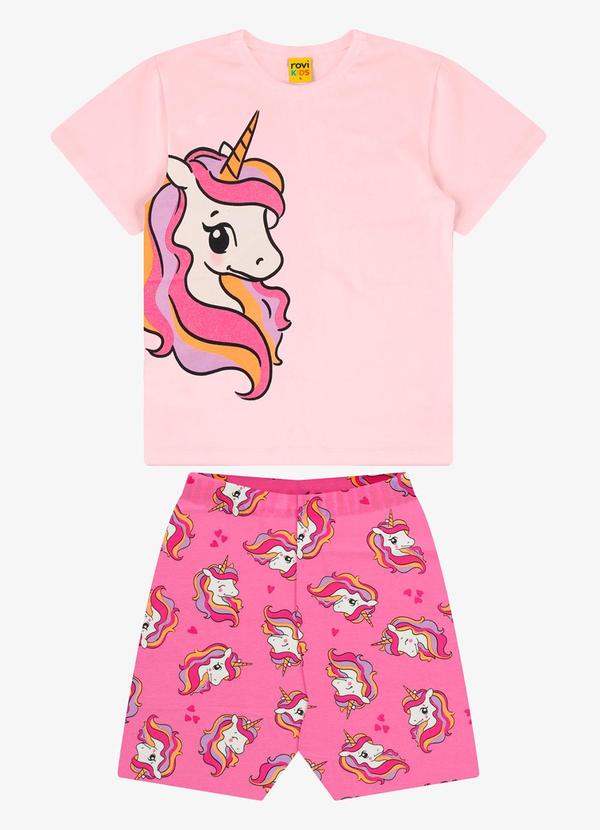 Rovi Kids - Conjunto Blusa com Ciclista Feminino Rosa