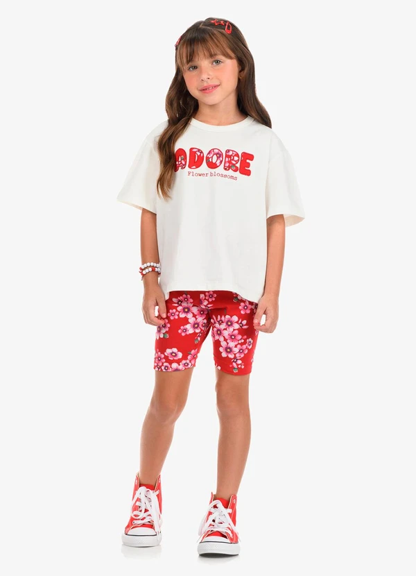 Rovi Kids - Conjunto Blusa com Ciclista Meia Malha Bege 3