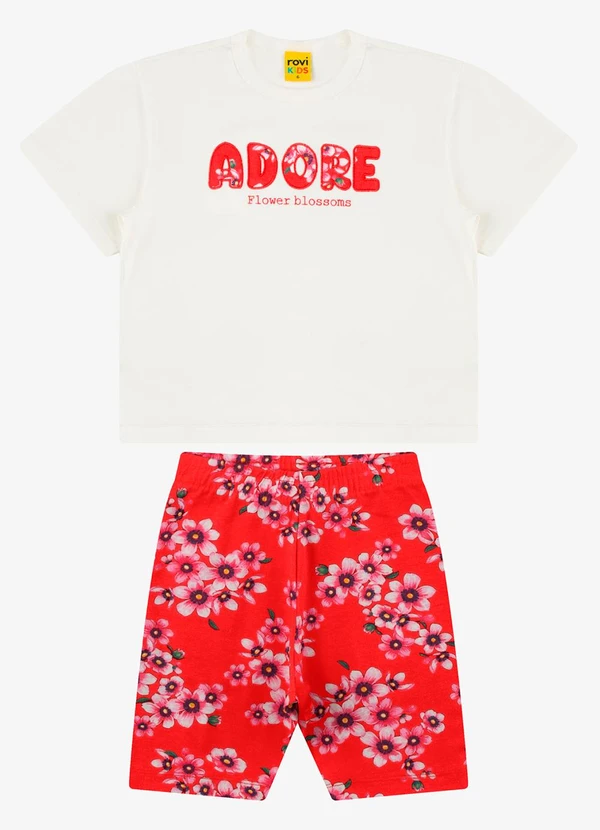 Rovi Kids - Conjunto Blusa com Ciclista Meia Malha Bege 6