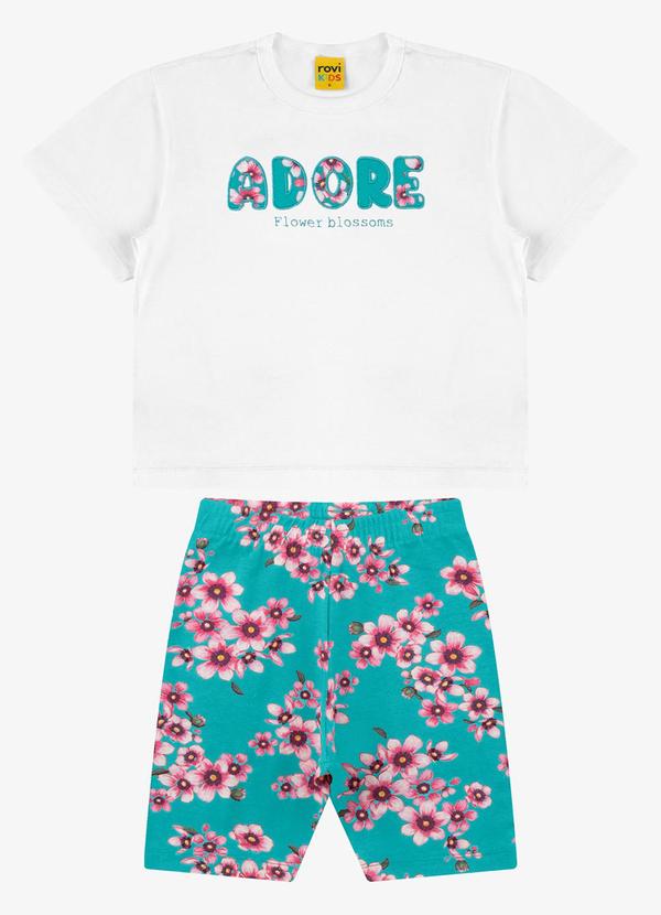 Rovi Kids - Conjunto Blusa com Ciclista Meia Malha Branco